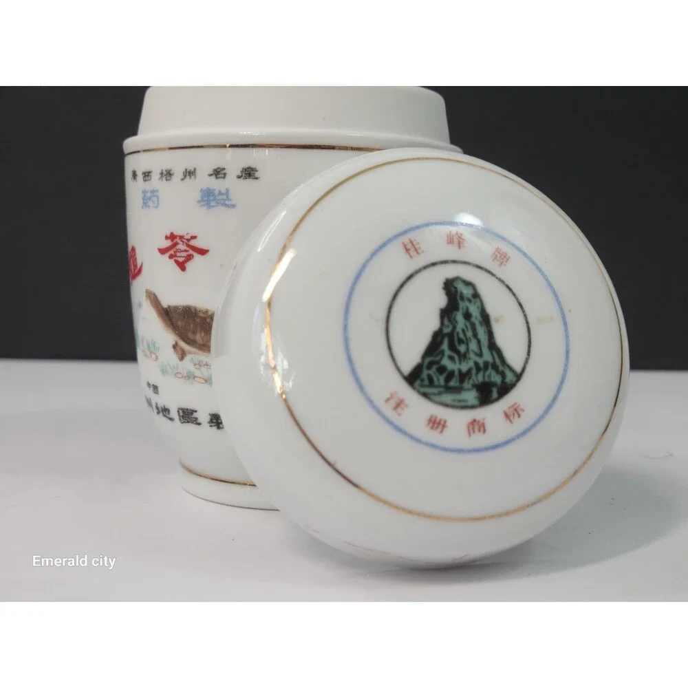 Vtg White Asian Ceramic Jar Lidded Spices Condiment Taiwan Turtle decor Set of 2